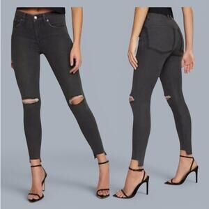 GOOD AMERICAN Jeans Good Legs Shadow Pocket Skinny Chewed Hem - Size 4/27